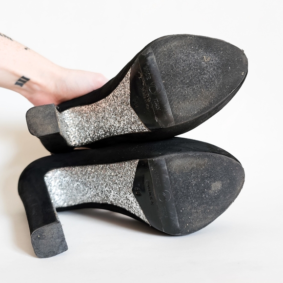 Miu Miu Black Suede Glitter Sole Mary Jane Heels, Size 38 - Picture 8 of 12
